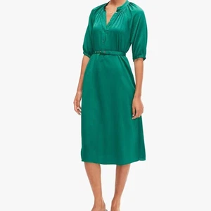 Kate Spade Fluid Jacquard Midi Dress in Green Belted with Pockets Size XXL - Picture 1 of 10