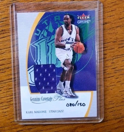 Camiseta Karl Malone 2000-01 Fleer Cobertura Genuina Plus #80/150 EXQUISITA GEMA PMG Foto 1 de 2