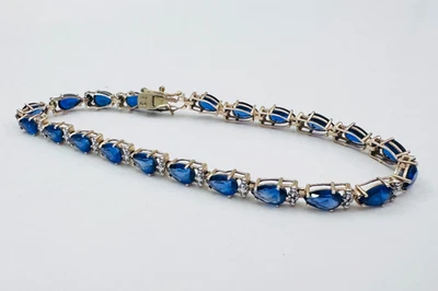 Brazalete Estate Vintage Oro Amarillo 10K 8.19ctw Zafiro Azul, 6.6g para REPARACIÓN Foto 1 de 4