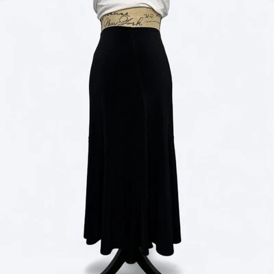 Maxi falda vintage Joseph Ribkoff para mujer talla 10 negra ajustada elástica volantes Foto 1 de 4