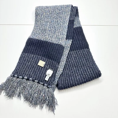 J. Экипаж темно-синий шерсти альпака длинный коренастый вязаный шарф бахрома классический уютный теплый - Изображение 1 из 4