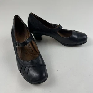 Earth Spirit Clair Black Heels EU40 US 8.5 Round Toe Buckle Strap Mary Jane Shoe - Picture 1 of 15