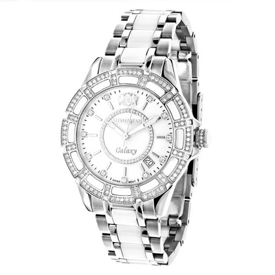 Reloj Mujer Acero Inoxidable Diamante | Luxurman Galaxy 36 mm | Esfera Blanca Foto 1 de 4