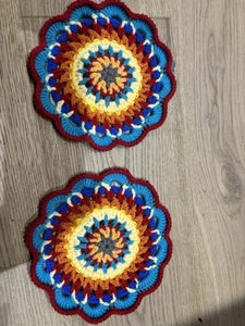 Handmade Crochet Coasters Set Of 2 - Picture 1 of 1