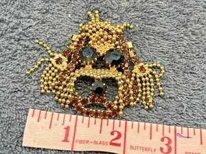 Vintage Shaggy Hund Gold Strass Pin Brosche bewegliche Teile Kopf Hund - Bild 1 von 13
