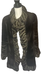 Women’s Fur Coat By Jones New York Size Medium Faux Fur One Hook And Eye Missind - Picture 1 of 6