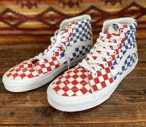 red checkerboard vans high top