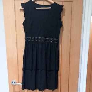 Label Lab Black Broiderie Anglaise Ibiza Dress Size 10 - Picture 1 of 5