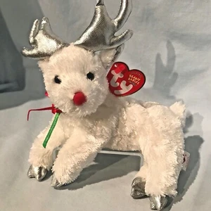 Sleighbelle Rentier weiß Ty Beanie Baby 40144 Weihnachten 2004 PE im Ruhestand 16,99 $ - Bild 1 von 12