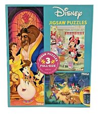 Ceaco Disney 3-in-1 Jigsaw Puzzle Beauty Beast Mickey Minnie Camping Coffee Shop