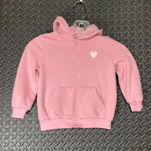 Okie Dokie Pink Heart Valentine Full Zip Up Sweater Casual Wear Girls Size 3T - Picture 1 of 7