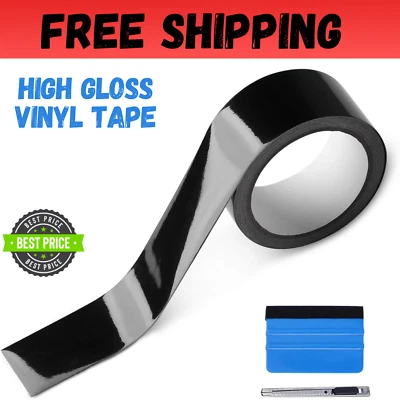 2" x 30 Ft High Gloss Vinyl Tape for Black Out Chrome Delete Window Trim - Image 1 of 4