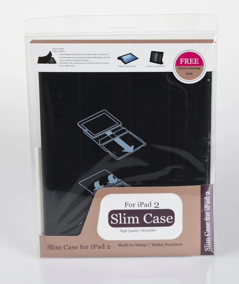 Smart Cover PU Leather Case Stand Magnetic With Back Case for iPad 2 Gen Black - Image 1 of 1