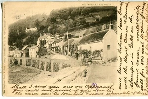 UK Lynmouth - Cottages 13 Aug. Wakefield cover to St. Louis MO USA on postcard - Picture 1 of 5