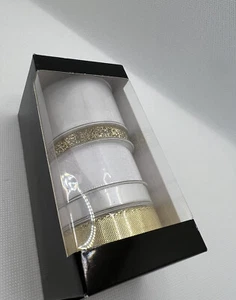 Sealed Box Premium Ribbon Gift Wrap 5 Spools 1.5yard Each Golden/whites - Picture 1 of 3