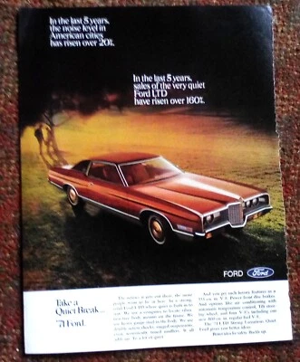 1971 Ford LTD винтажный взять тихий перерыв - печатная реклама 8,5 x 11" - Изображение 1 из 4