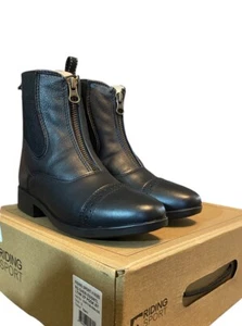 Riding Sport Kid’s Essential Leather Zip Up Paddock Boots Black Dover Saddlery 2 - Picture 1 of 15