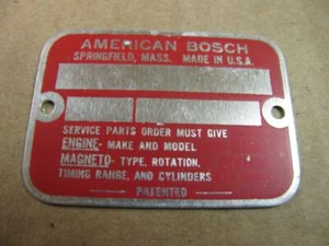 Unused Blank American Bosch Magneto Serial Number ID Tag Plate - Picture 1 of 2
