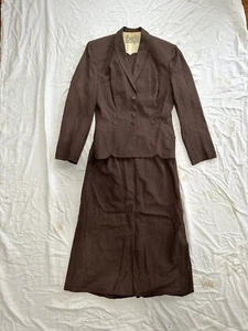 Vintage 1940s Designer Irene 2 pc Suit w/ Heart Neckline - Irene Lentz - Picture 1 of 5
