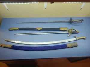 Lot of 3 Used Reenactment Reproduction Sabre Scabbard Swords - Civil War & More - Picture 1 of 24