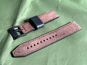 Original FOSSIL 22 MM Brown Tone leather watch band - Picture 1 of 12