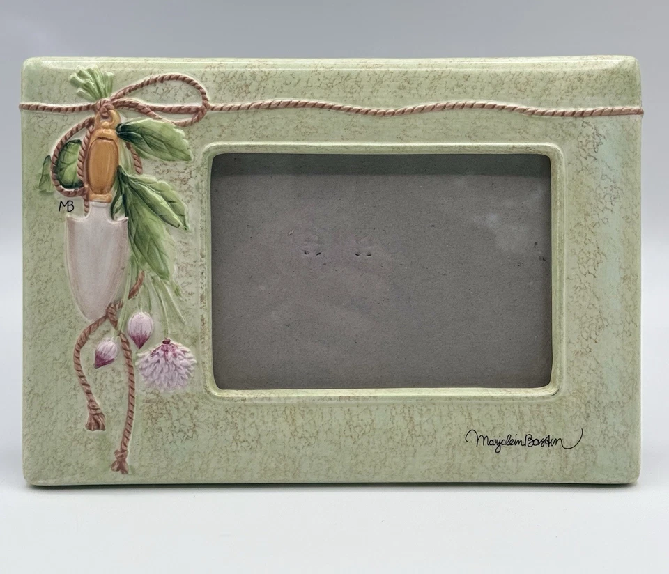 Marco de fotos Hallmark de cerámica firmado Marjolein Bastin jardinería 3,5 x 5" Foto 1 de 4