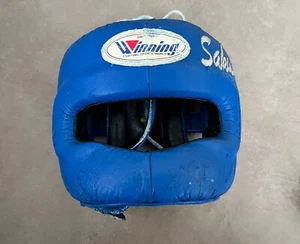 Winning Boxing Head gear FG-5000 size L Face Guard Full-face Blue Japan Used - Picture 1 of 4