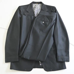 Chaqueta Pantalones Traje De Colección Hecha en EE. UU. Años 60 Parte Inferior Campana 36L 32x32 Negra Para Hombre - Imagen 1 de 12