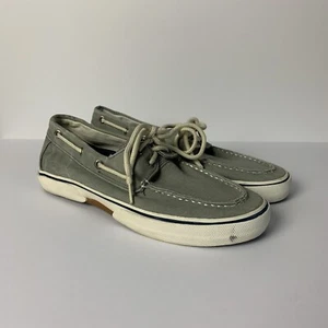 Sperry Top Sider Boat Shoes Mens 7.5M Gray Canvas Loafer Preppy Coastal Casual - Picture 1 of 17