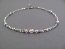 Glass Beaded Oxidized Birthday Gift Anklet Crystal Sterling Silver Czech
