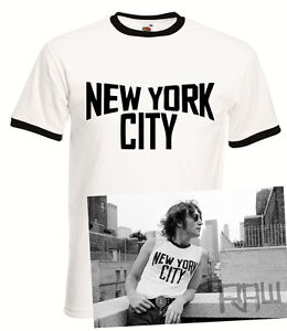 John Lennon Vintage Ringer Black and White New York City T-Shirt The Beatles 