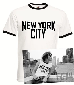 Camiseta John Lennon Vintage Ringer Blanca y Negra Ciudad de Nueva York The Beatles - Imagen 1 de 4