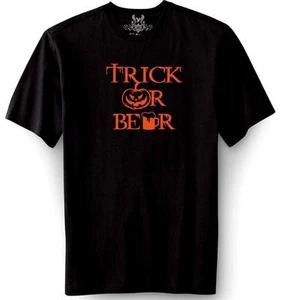 NEW MEN'S Printed Trick or Beer T-Shirt Funny Halloween Pumpkin Evil Tee MMA - Picture 1 of 22
