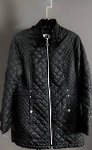 Lightweight Black Quilted Coat Size L UK 12-14 @ Laundry By Design VGC - Picture 1 of 13
