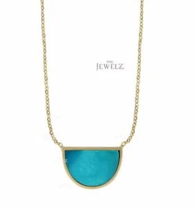 14K Gold Türkis Edelstein Halbmond Anhänger Halskette - The Jewelz - Bild 1 von 8