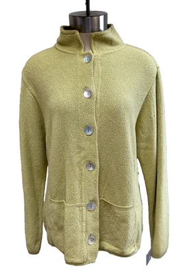 Cárdigan tejido verde claro sauce suéter chaqueta tejida talla pequeña botones de abulón Foto 1 de 4