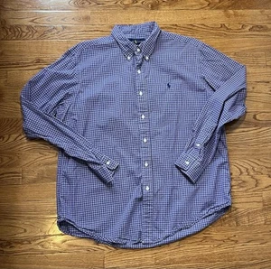 Camicia Ralph Lauren uomo XL viola a quadri pony vestibilità personalizzata casual abbottonata cotone - Foto 1 di 8
