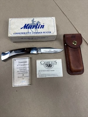 复古 1995 年 Camillus Marlin 枪支纪念 125 号 Anny 锁背刀 — 第 1/4 张图片