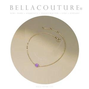 GORGEOUS 18K GOLD AMETHYST BRACELET 6MM 1CT ART DECO CHARM PENDANT 14K 7" 7.5" - Picture 1 of 24