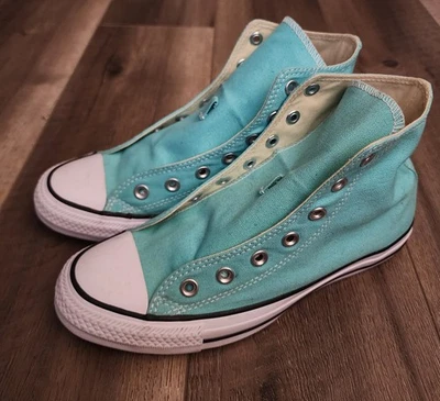 NEW CONVERSE Chuck Taylor All Star Hi Womens 8 Mens 6 Mint Green Blue No Laces - Image 1 of 4