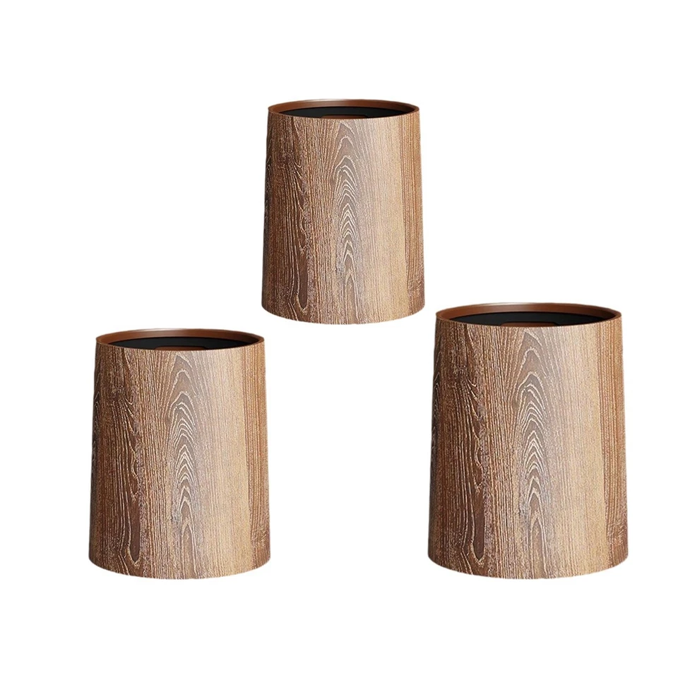 Wood Grain Trash Can Household Trash Bin Household Storage Bucket Waste Basket - Image 1 of 1