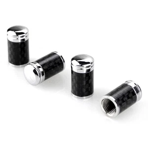 4Pcs Carbon Fiber Car Airtight Wheel Tire Air Valve Caps Stem Cover Black New - Picture 1 of 5