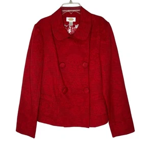 Chaqueta Talbots Jacquard Rojo Doble Pecho Para Mujer Talla M Estilo Clásico Nueva Sin Etiquetas - Imagen 1 de 10