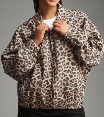 Куртка-бомбер Anthropologie The Rylie от Pilcro размер S коричневая и черная леопардовая - Изображение 1 из 4