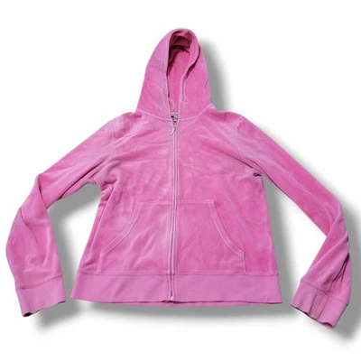 Y2k Juicy Couture Sweatshirt Size XL Velour Track Jacket Full Zip Up With Flaws  - Image 1 of 4