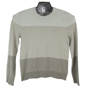 Banana Republic Silk Cotton Cashmere Sweater Med Striped Color Block Gray Beige - Picture 1 of 11
