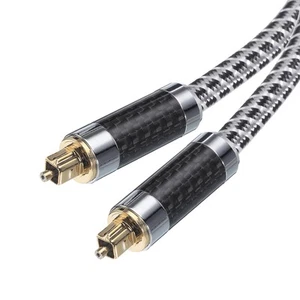 Fiber Optic Audio Cable Braided Audio Optic Cable 4.9Ft for TV Silver Black - Afbeelding 1 van 7