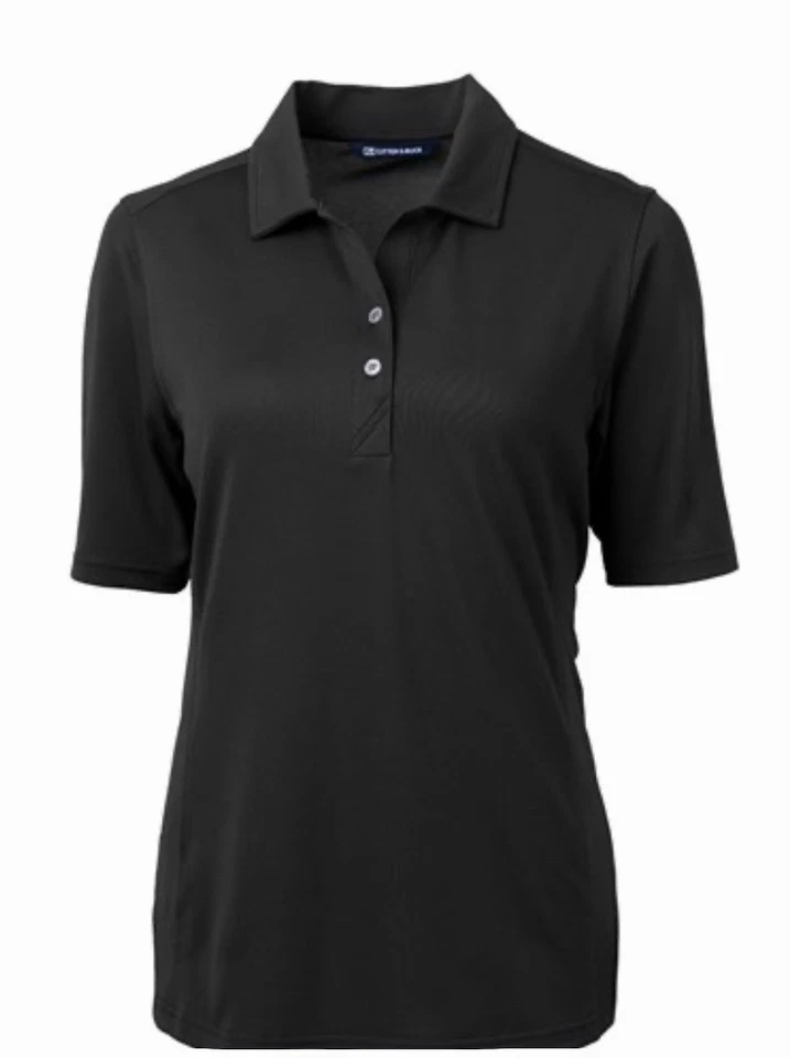 Polo Cutter & Buck para mujer Virtue Eco Piqué reciclado NEGRO nuevo con etiquetas grande LCK00127 Foto 1 de 4