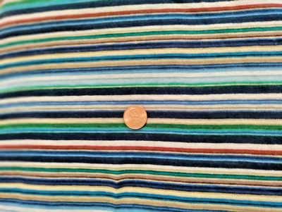 FABRIC REMNANT LIGHT WEIGHT KNIT SYNTHETIC STRIPE 2 WAY STRETCH 2 YDS X 72" - Image 1 of 3