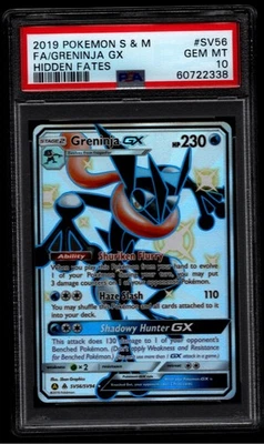2019 Pokemon S&M Hidden Fates Full Art Shiny Greninja GX #SV56 Graded PSA 10 - Image 1 of 2